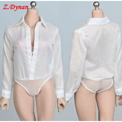 1/6 Scale womens figure doll blouse Even the body White Transparent shirt with panties fit 12 inches tbleague ph action body