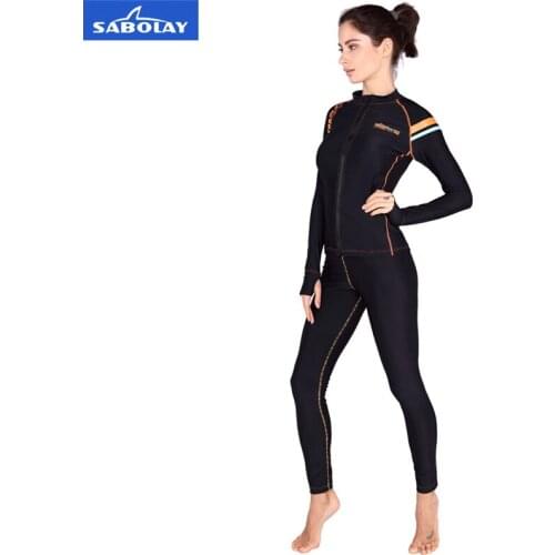 SABOLAY Women Men Swim Lovers Rash Guards Shirts Surfing Cardigan Super Elastic Large Size With Lycra Soft Zipper Shirts Pants