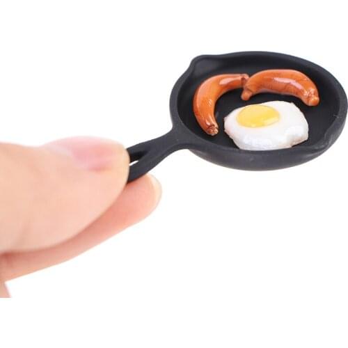 1/12 Dollhouse Miniature Pan Fried Egg Sausage Dolls Kitchen Food Accessories Kitchen Toys