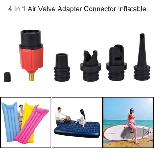 4 in 1 Air Valve Adapter Connector Inflatable Boat Board Sup Kayak Pump Nozzle Air Valve Adaptor Tire Compressor Converter 4 Noz