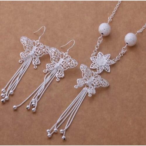 AS354 Hot sterling Jewelry Sets Earring 527 + Necklace 545 /anyajffa aulajlsa silver color