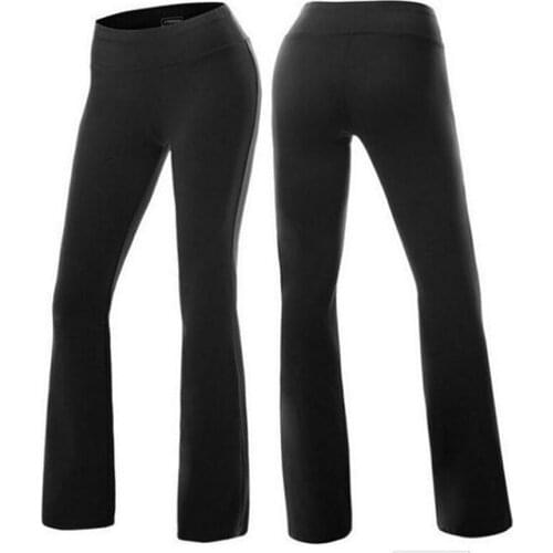 Fashion Women Flare Pants Loose Solid Stretch Waistband Workout Trousers Mid Waist Stretch Casual Slim Female Pants