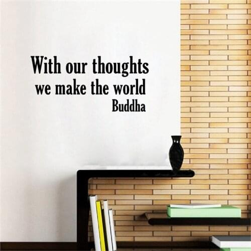 Buddha wall quote sticker - With our thoughts , we make the world - Buddhism wall art decals Buddhist decor free shipping Z2062