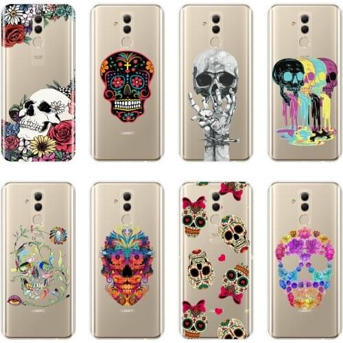 Skull Skeleton Flower Personality Phone Case For Huawei Mate 20 10 9 Lite Soft Silicone Back Cover For Huawei Mate 7 8 9 10 Pro