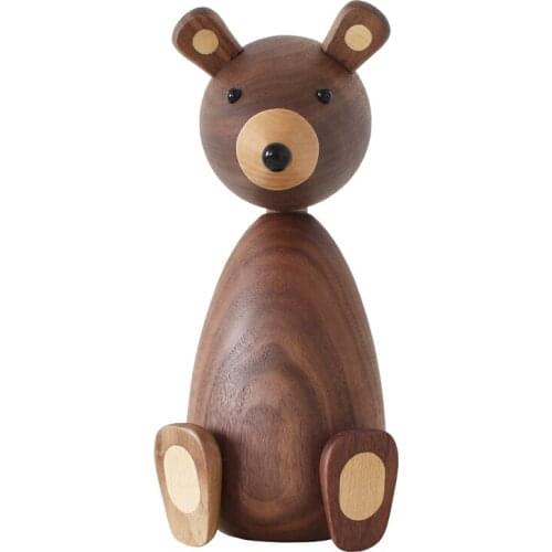 Denmark Wooden Brown Bear Family Gifts/Crafts/Toys Wood Squirrel Home Decorative Figurines High Quality Nordic Design Room Decor