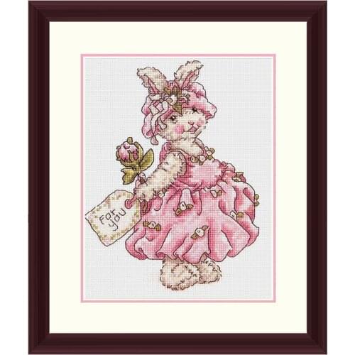 Home Handmade Precision Print Fishxx Cross Stitch Kit A195 Pink Skirt Bunny Beautiful New Skirt Cute Cartoon Pattern