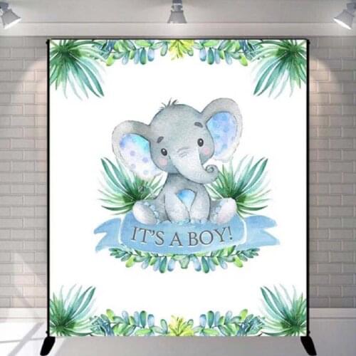 Photography Background Baby Birthday Party Little Elephant Gentleman Watercolor Flower Children Backdrop Photo Backdrop Prop