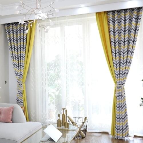 Printed Geometric Wave blackout curtains Drapes Curtains For Living Room Modern bedroom kitchen curtains autumn wave