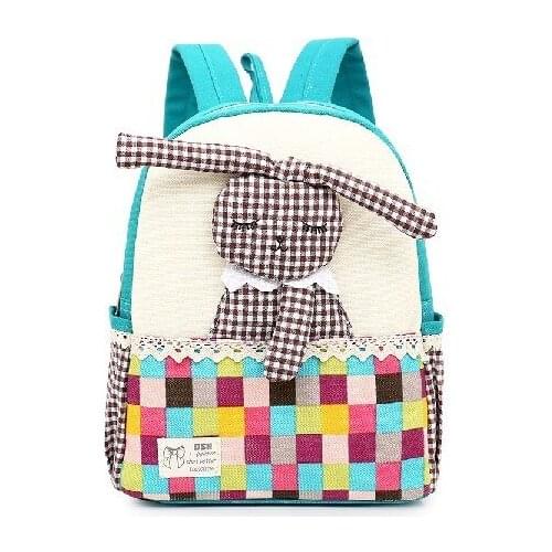 Canvas Children Cute School Backpacks Kids Kindergarten Student Backpack Cartoon Book Bags for Baby Girls Animal Rabbit Infant