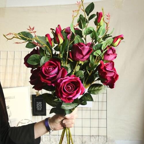 Simulation Fake Rose Bouquet Home Garden Porch Plant Decoration Home Party Wedding Decor Mothers Day Gift Artificial Flowers