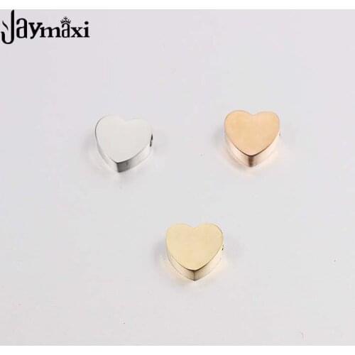 Jaymaxi Heart Charms Mirror Polished Stainless Steel High Quality Love DIY Jewelry for Bracelet Necklace 3 Colors 6Pieces/lot