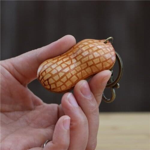 Leather handmade creative peanut keychain bag pendant mini simulation peanut leather small object gift