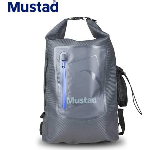 Mustad MB010 Backpack PVC Multi-Purpose Waterproof Fishing Bag Large Capacity Outdoor Sports Fishing Bags Pesca Lure Side Mesh
