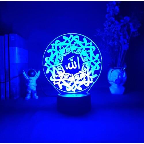 Muslim Mosque Quran Lamp LED Nightlight 3D Acrylic RGB Flashing Light for Bedroom Bedside Decoration Holiday Lighting Decor Gift