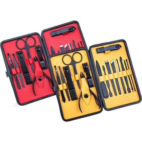 15pcs Stainless Steel Nail Clipper Kit Pedicure Cutters Scissor Tweezer Professional Manicure Set Tools Ear Pick Grooming Kit