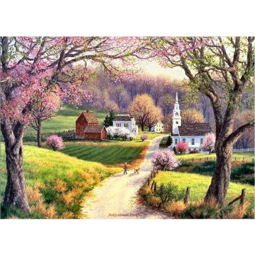 Embroidery Counted Cross Stitch Kits Needlework - Crafts 14 ct DMC DIY Art Handmade Decor - Spring Countryside