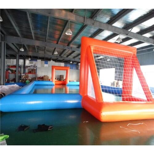Inflatable water playground palying football soccerball