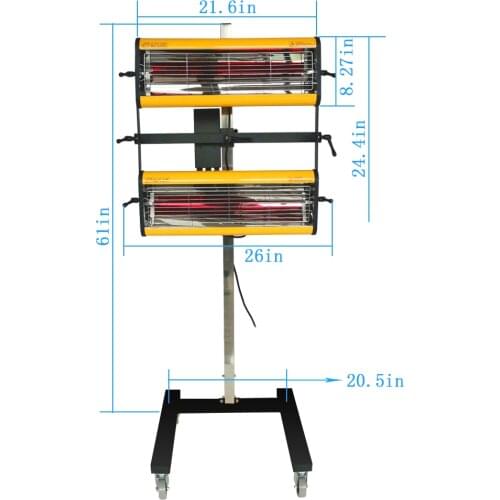 Heating Light Infrared Paint Curing Lamp 110V Short Wave Infrared Heater Car Body Paint Car Bodywork Repair Paint 2KW