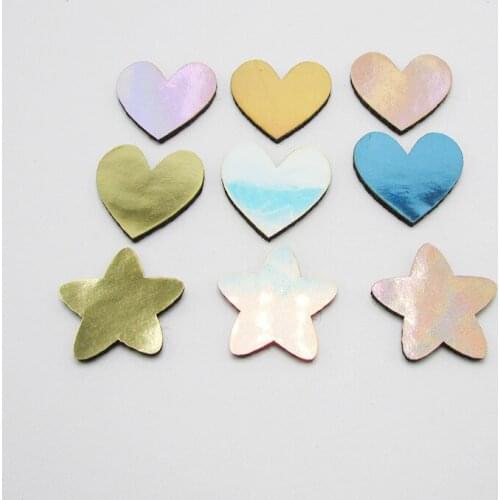 70pcs shiny star and heart Padded Patches Appliques For Clothes Sewing Supplies DIY Hair Bow Decoration free shipping