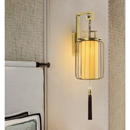 Chinese wind wall lamp living room TV background wall lights creative study bedroom single head bedside lamp Retro lamp LB123015