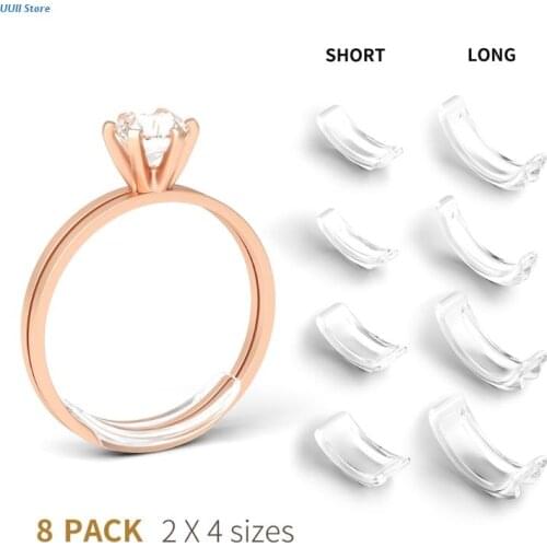 8Pcs Invisible Clear Ring Size Adjuster for Loose Rings Ring Adjuster Ring Sizer Reducer Fit Any Rings Adjuatable Tools XX9D