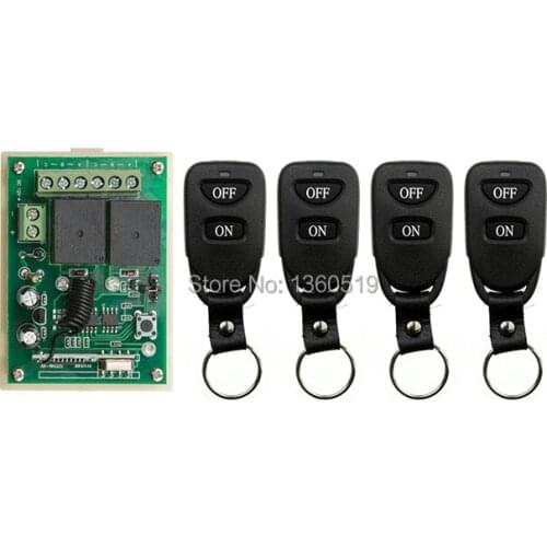 New DC12V 2CH Remote Control Switch Automatic Door Operators Receiver 4 Transmitter Learning code Momentary Toggle Latched