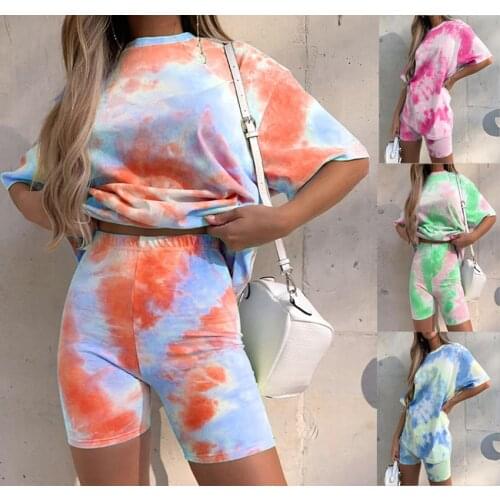 2pcs Womens Pajamas Shorts Sets Women Pajama Summer Gradient Loose Sleepwear Tops Casual Home Clothes Set 2 Piece Pijamas Suit