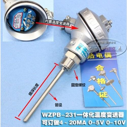 Manufacturers Direct Selling) Integrated Thermal Resistance Pt100 Temperature Transmitter WZPB-231 Thread Installed