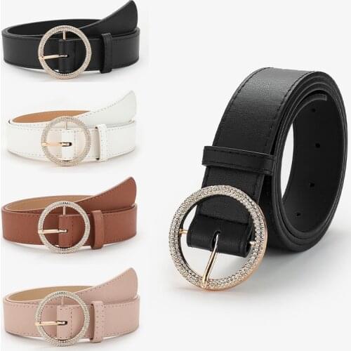 PU Leather Round Buckle Womens Belt Wild Skirt Denim Pants Belt Accessories Belt Feminino Cinturones