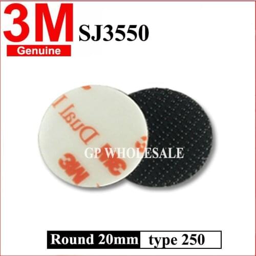 3M brand tape SJ3550 dual lock self adhesive fastener 250 type mushroom black super heavy duty 20mm circle 500pcs/bag