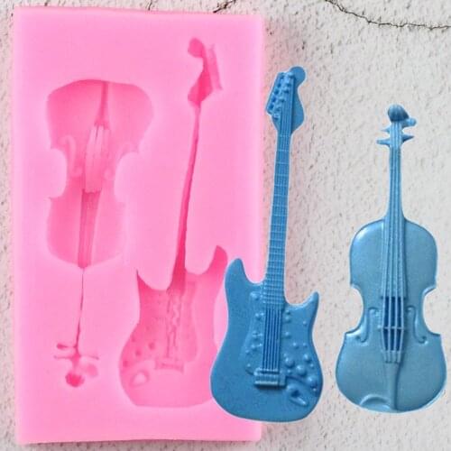 Violin Silicone Mold Cupcake Topper Fondant Cake Decorating Tools Candy Chocolate Gumpaste Mold Kitchen Baking Mould