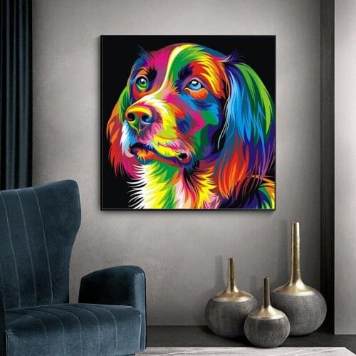 Nordic Watercolor Animals Pop Art Canvas Prints Wolf Dog And Bear Posters And Prints Cartoon Pictures For Kids Room Wall Decor