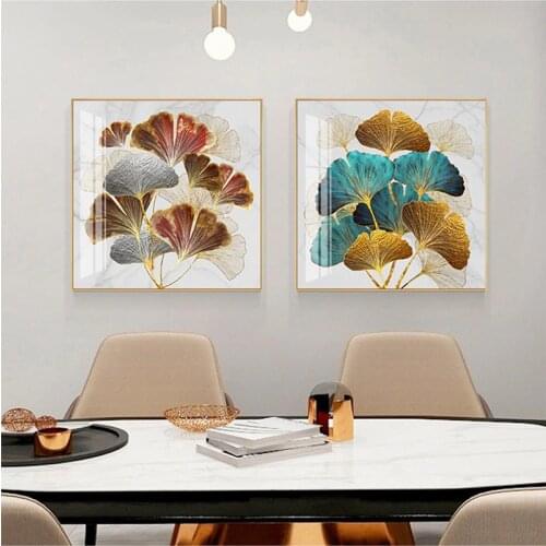 Nordic Blue Ginkgo Leaf Canvas Painting Fashion Wall Art Picture for Living Room Abstract Decoration Beautiful Blue Poster Print