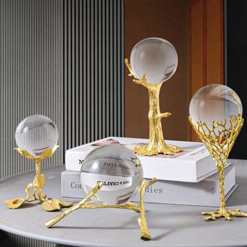 Nordic Style Crystal Ball Home Decor Desk Resin Ornaments Yard Garden Figurine Office Bedroom Living Room Decoration