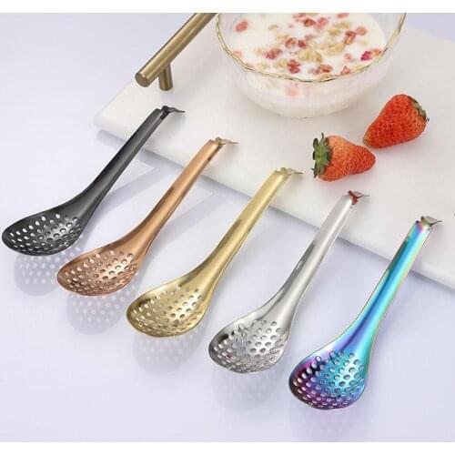 Steel Hot Pot Spoon Fish Roe Spoon Egg Yolk Capsule Spoon Spoon Tea Colander Spoon Seasoning Filter X7T8