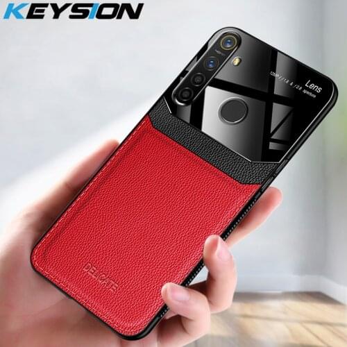 KEYSION Shockproof Case for Realme X50 X50 Pro 5G Leather Lens Glass Phone Back Cover For OPPO Find X2 Pro X2 Neo A91 A31