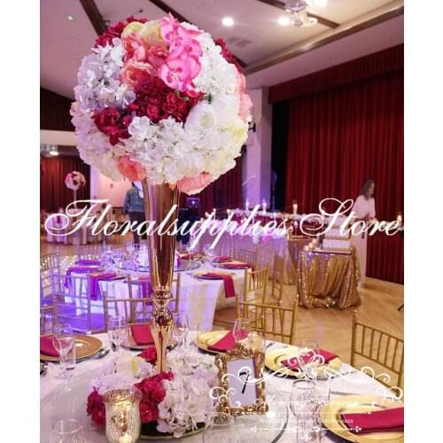 8PCS/LOT 75cm wedding Flower vase metal trumpet tall gold vases wedding centerpieces decoration event party supplies