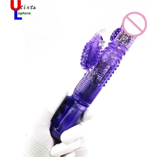 Utinta Leptura Butterfly Vibration and Telescopic Vibrators Female Masturbator G Spot Stimulate Massager,Women Sex Product Dildo