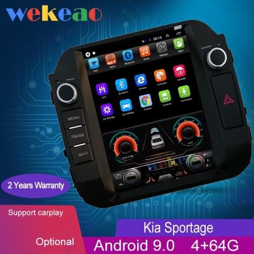 Wekeao Vertical Screen Tesla Style 10.4 Android 9.0 Car Radio For Kia Sportage Auto GPS Navigation Car DVD Player 2010-2014 4G