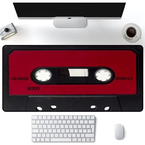 Funny Mouse Pad Art Cassette Retro Record Tape Music Carpet Desk Office Carpet Keyboard Mat Table Pad Desktops Mousemat Xxl