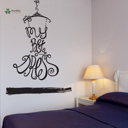 Woman Dress from Words Fashion Salon Decor Designed Quotes Art Wall Murals Home Girls Women Room Decor Vinyl Wall Stickers ZW219