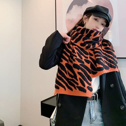 Winter Cashmere Scarf Lady Design Warm Pashmina Leopard Blanket Knitting Scarves Women Shawl Female Decoration Thick Foulard