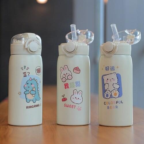 1pcs Straw Thermos Cup Can Be Used for Hot Water, Hot Coffee and Other Lovely Portable Simple Children Sippy Cup