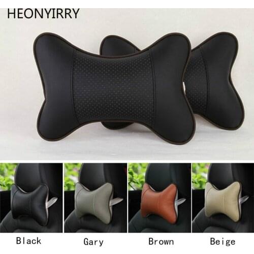 1PC Mini PU Leather Universal Car Headrest Support Neck Pillow Black/Beige/Gray/Brown for Auto Car Seat