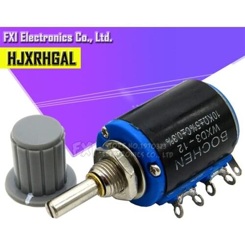 1PCS WXD3-12 1W 10K 4.7K 3.3K 2.2K 1K Series resistance ring multi-circle precision wire-wound potentiometer+1PCS Grey knob