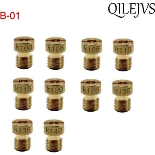 10pcs/set Main Jet For PWK OKO CVK Mikuni KOSO Motorcycle Carburetor Vice Injectors Nozzle Size 100-140