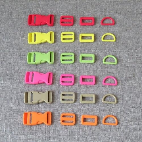100sets/lot 20mm webbing plastic buckle strap belt buckle D ring clasp slider for bag pet dog collar knapsack sewing accessory