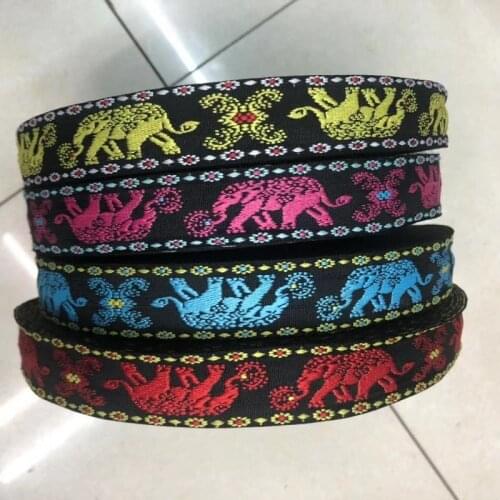 20yards/lots Woven Jacquard Ribbon Trims animal Elephant pattern for Guitar straps clothing accessory 2.8cm LS-2707
