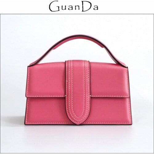 2021 Fashion Genuine Leather Women Messenger Crossbody Strap Handbag Small Party Lady Cowhide Clutch Flap Bag With Top Handle