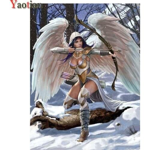Angel Girl Diamond Painting 5D Diamond Embroidery Cross Stitch Full Drill Square Bow Arrow Hunter Diamond Mosaic Kit Decoration